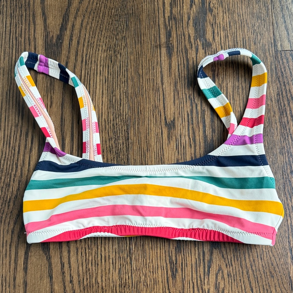 J. Crew Multicolor Striped Bikini Top - Pink, Yellow, Green, Navy